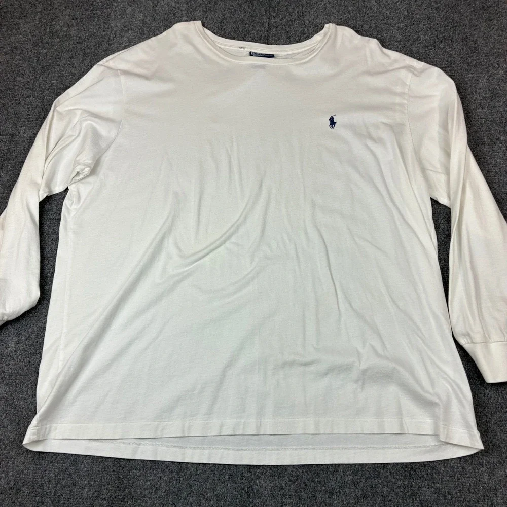 Polo Ralph Lauren Mens XXL White Long Sleeve T-Shirt Cotton Pony Logo Classic